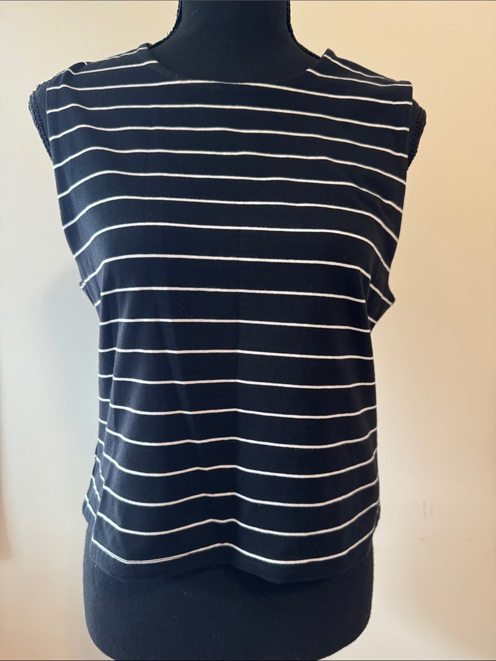 Classic crop Black & White Striped Women's Tank Top